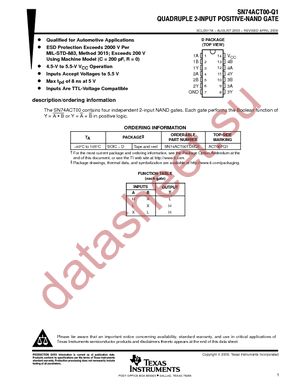 SN74ACT00TDRQ1 datasheet  